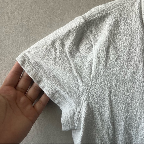 Madewell White Textured Tie Front Top Size Medium - Picture 5 of 7